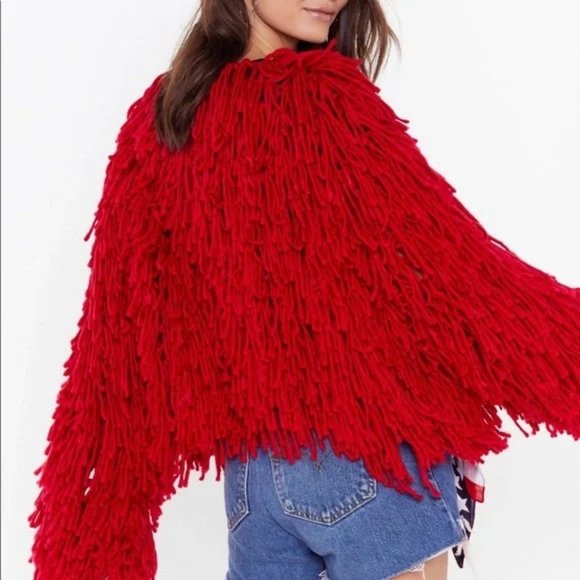💥STUNNING💥 Bad Romance Shaggy Cardigan in Red - Picture 10 of 16
